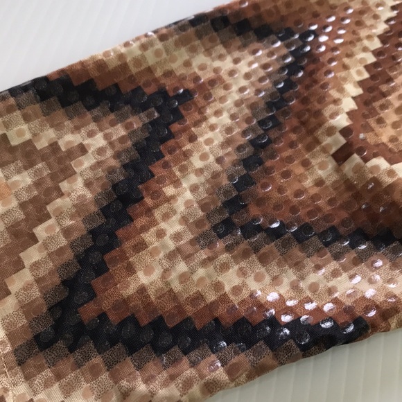 XOXOXO womens L / 12 half sleeve tan brown black button up shirt retro 70s - Picture 15 of 15